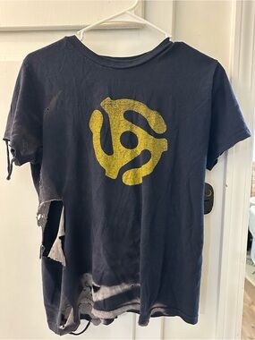 Navy T-Shirt with Yellow 45 Adapter Graphic